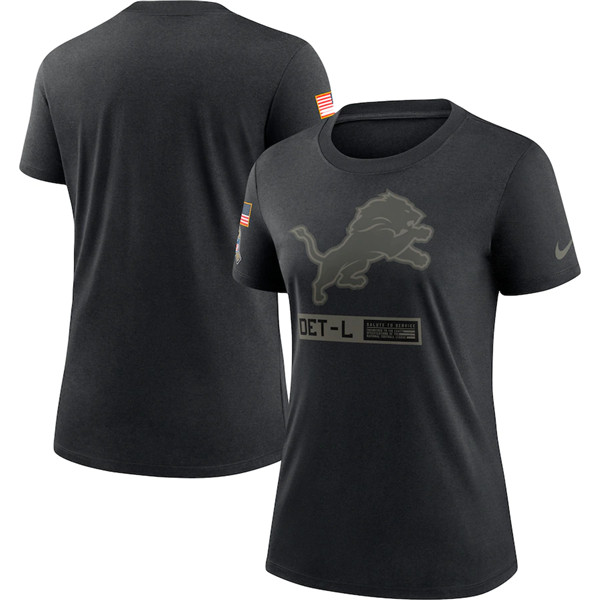 Women's Detroit Lions Black Salute To Service Performance T-Shirt 2020(Run Small)